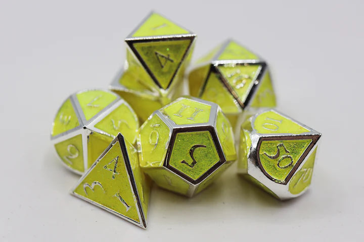 Foam Brain Games: Silver with Citrine Glitter Metal RPG Dice Set