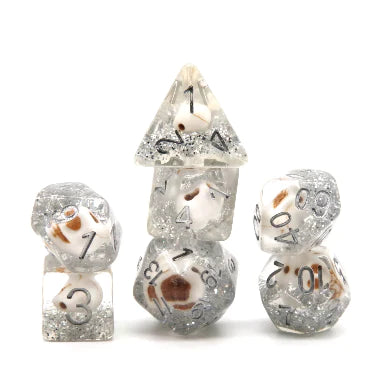 Foam Brain Games:  Skull and Silver Glitter RPG Dice Set