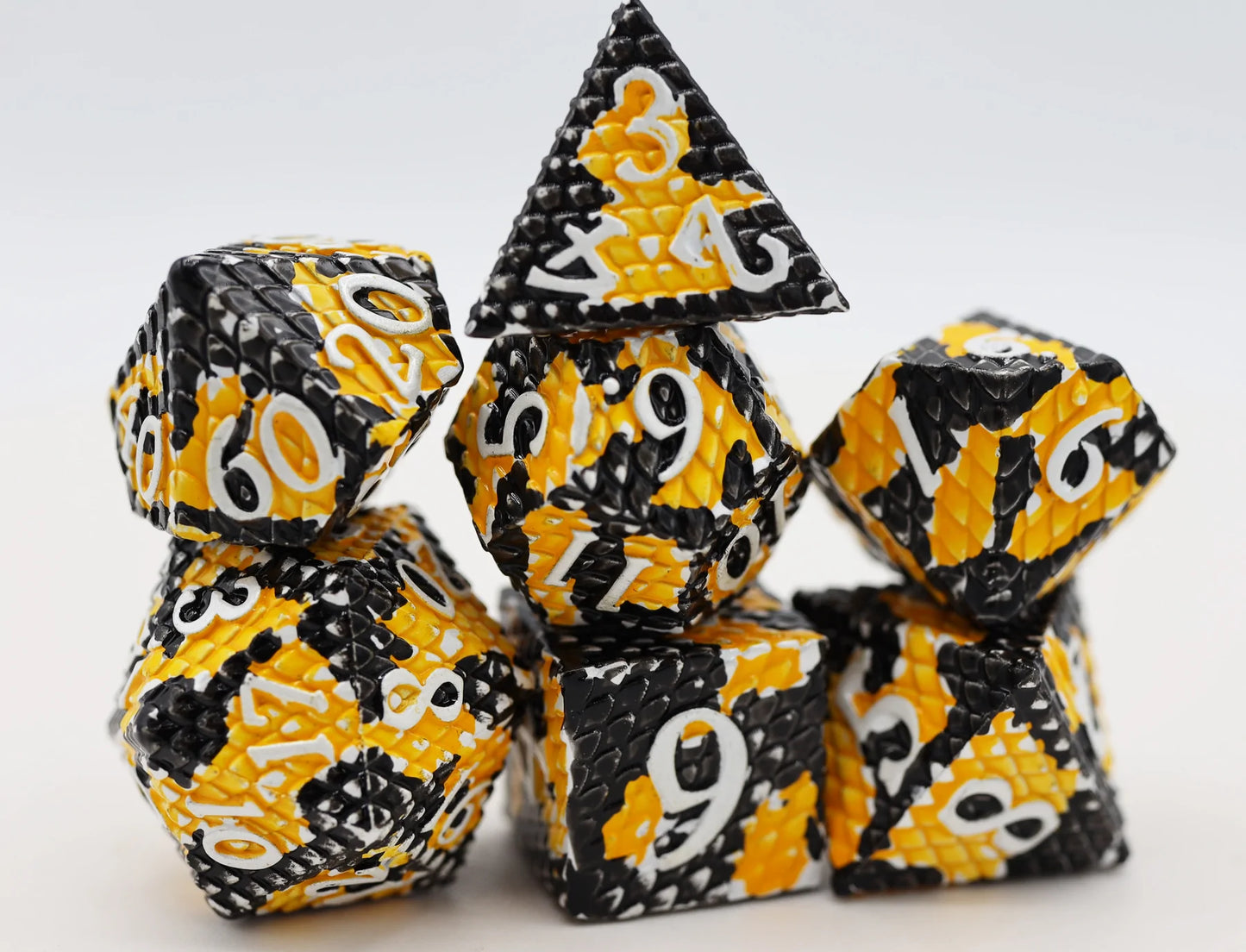 Foam Brain Games: Bumblebee Dragon Scale (AKA Yinzer) Metal RPG Dice Set