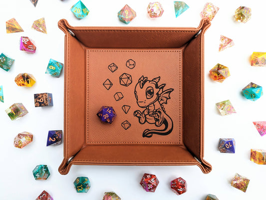 Adoragon - D&D - Vegan Leather Dice Rolling Tray