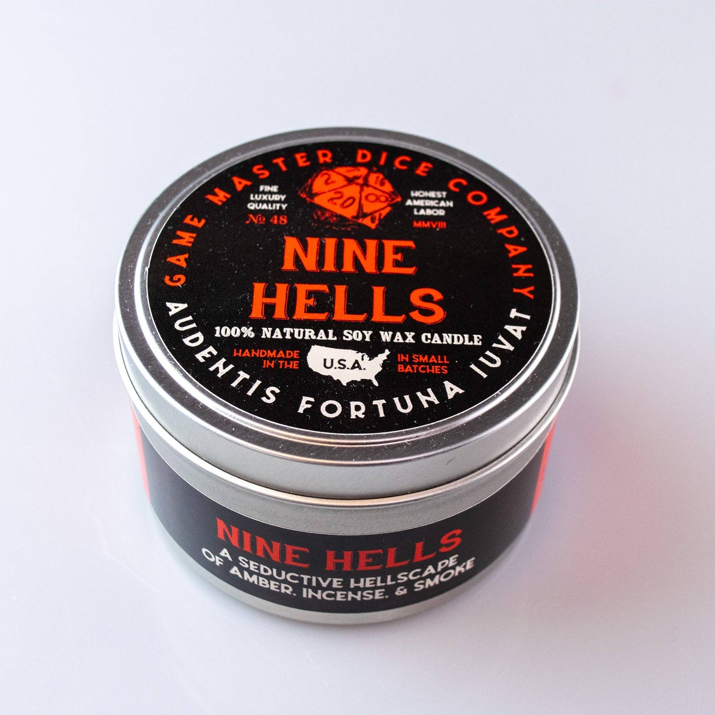 Nine Hells Gaming Candle: 8oz Tin