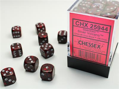 Speckled: 12mm D6 Silver Volcano (36)