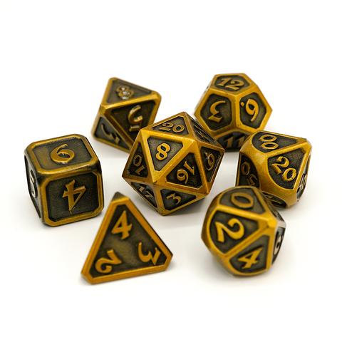 7 Piece RPG Set - Mythica Battleworn Gold