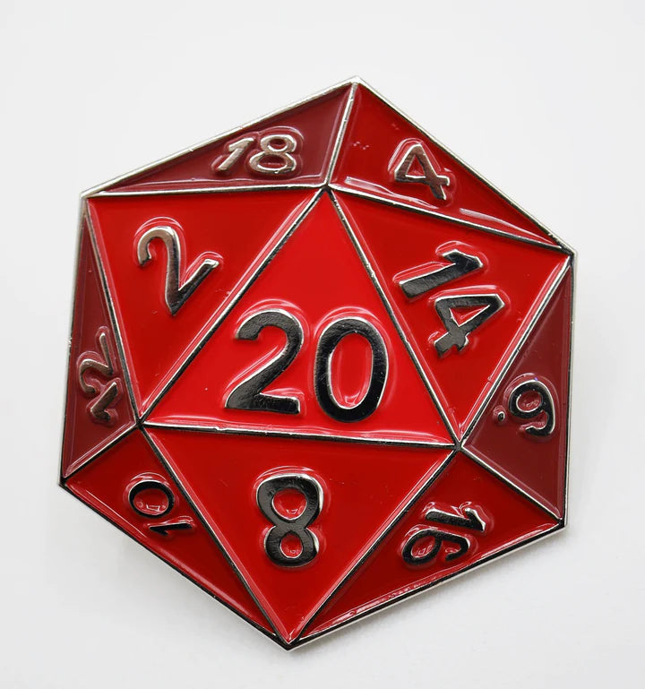 D20 Enamel Pin:  Red